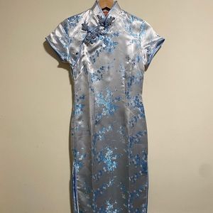 BABY BLUE ASIAN PRINT DRESS